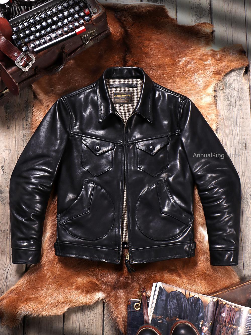 Riding Jacket Leather - Giacca da motociclista corta in vera