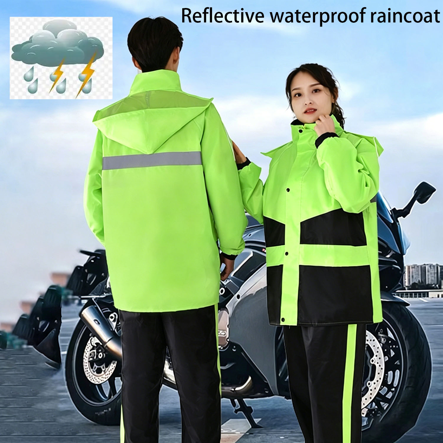 Motorcycle Gear Jacket Women - Completo Impermeabile per Moto, Giacca Antipioggia