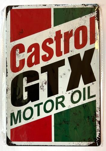 Castrol Oil Gtx - Insegna in Metallo Vintage Castrol GTX