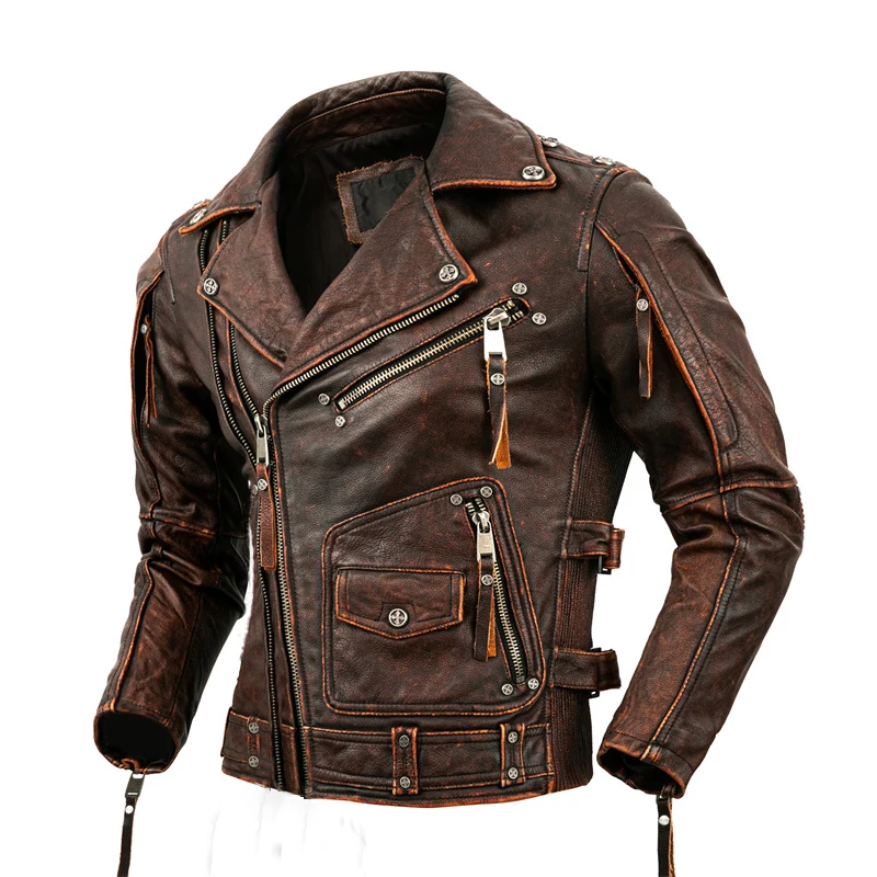 Riding Jacket Leather - Giacca da moto in pelle naturale