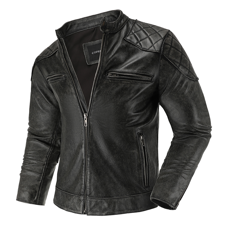 Riding Jacket Leather - Giacca in pelle retrò tuta da