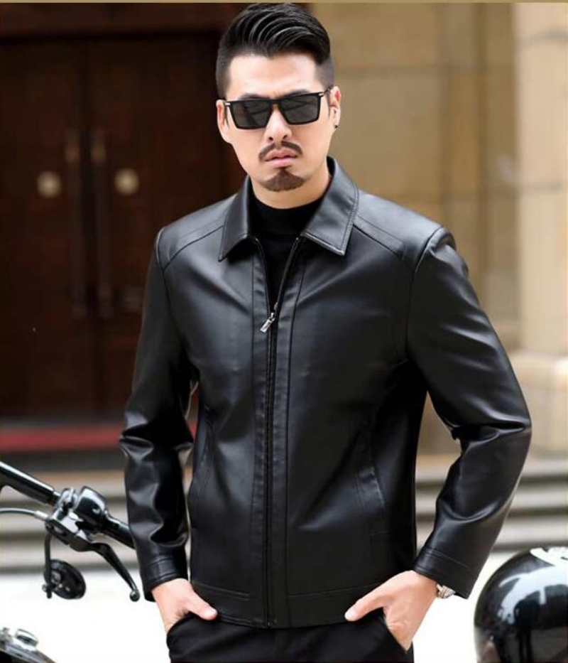 Riding Jacket Leather - Giacca in pelle da uomo cappotto