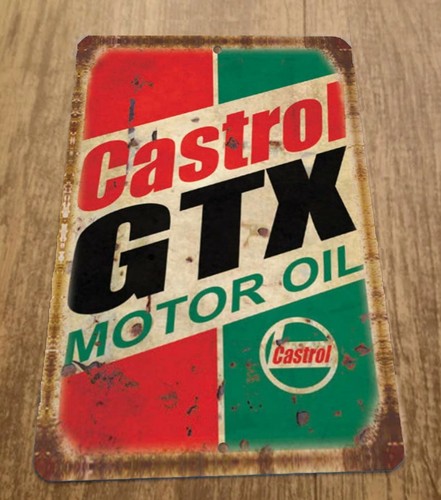 Castrol Oil Gtx - Insegna da parete in metallo con